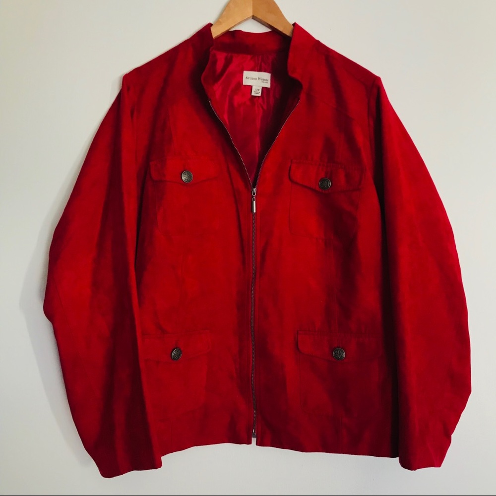 Red suede like jacket